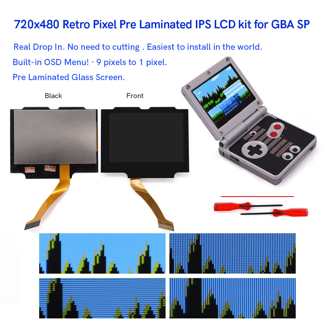 Game Boy Cartridge Holder - HD 3.0-дюймовый ламинированный LCD-экран с подсветкой