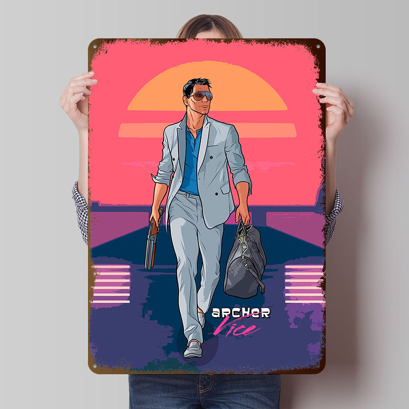 Retro Gaming Vibe - Металлическая табличка Archer Old Vibes: винтажный
