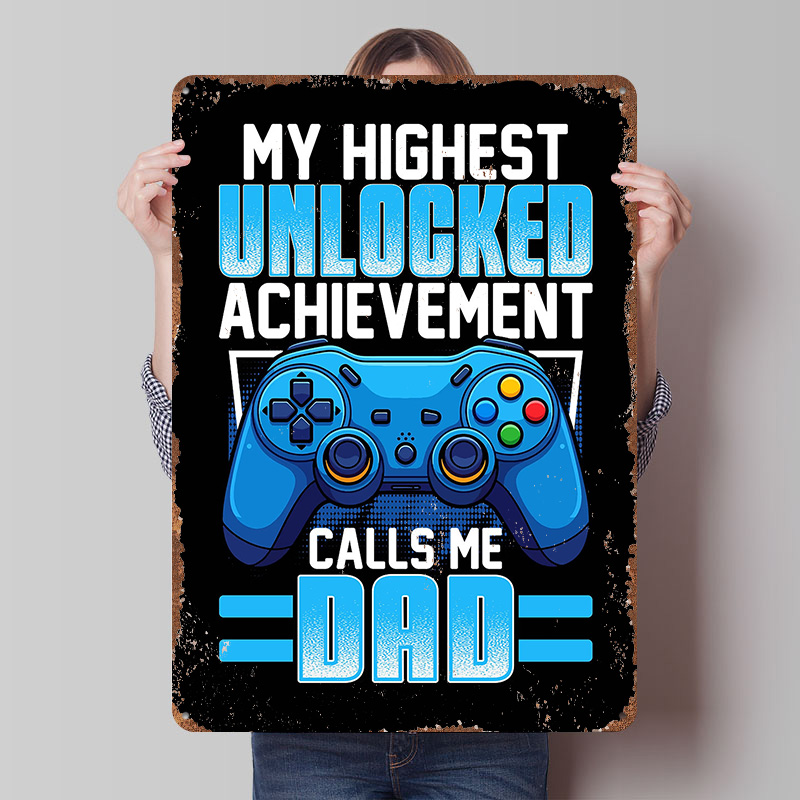 Retro Gaming Achievements - Металлическая табличка «Игровой папа»: винтажный ретро-постер