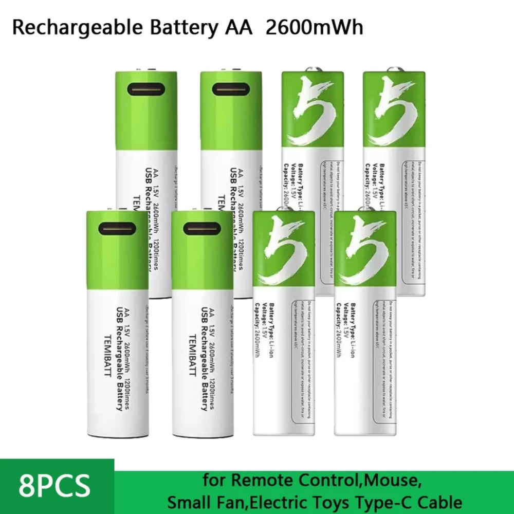 8 шт. 1.5В AA 2600мВтч Аккумул – обзор и цена Rechargeable Battery Aa